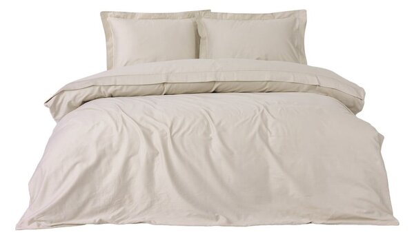 Bézs kétszemélyes hosszabbított pamut-szatén ágyneműhuzat 240x220 cm Elegant – Mijolnir