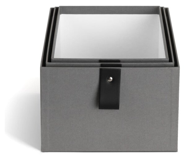 Szürke karton tárolódoboz szett 3 db-os 20,5x29,5x14,5 cm Aston Paper Laminate – Bigso