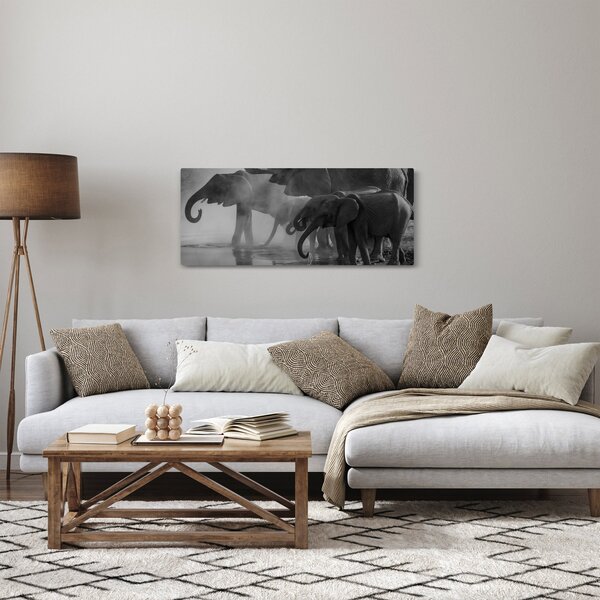 Elefánt képe - fekete fehér (120x50 cm)