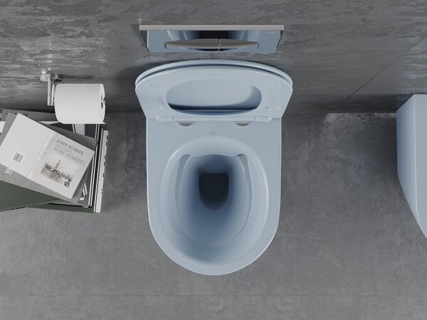 Mexen Lena, függő wc csésze 480x360x355 mm lassan süllyedő ülőfelülettel, szürke-kék matt, 30224069