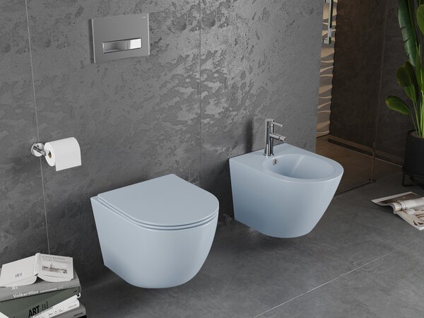 Mexen Lena, függő wc csésze 480x360x355 mm lassan süllyedő ülőfelülettel, szürke-kék matt, 30224069