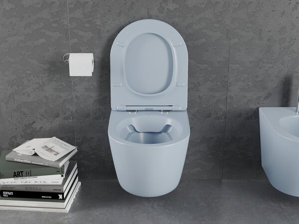 Mexen Lena, függő wc csésze 480x360x355 mm lassan süllyedő ülőfelülettel, szürke-kék matt, 30224069