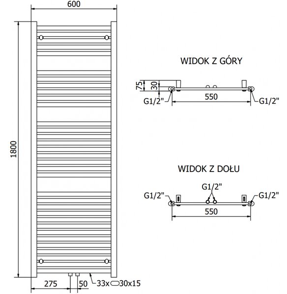 Mexen, Mexen Hades elektromos melegítő 1800 x 600 mm, 900 W, króm - W104-1800-600-2900-01