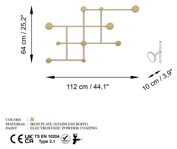 Wallity Metal Wall Hook Gold Fatara-A