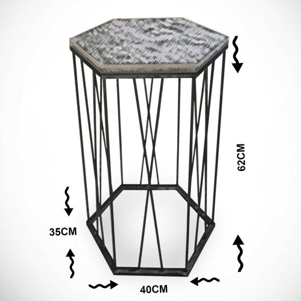Hanah Home Side Table White Black Cetrus - Marmo
