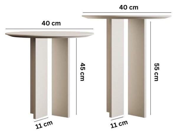 Hanah Home Leo krémszínű dohányzóasztal szett (55 + 45) - Krém