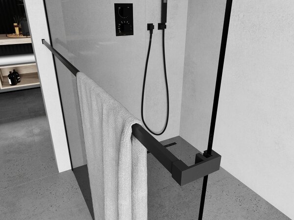 Mexen Kioto, törölközőtartó zuhanyparavánhoz, max. 140 cm, fekete matt, 800-06-70