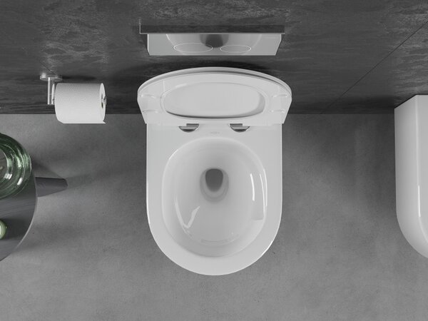 Mexen Sofia, falra akasztható wc csésze 490x360x355 mm, Perem nélküli Tornado + duroplast wc ülőke, fényes fehér, 30540100T