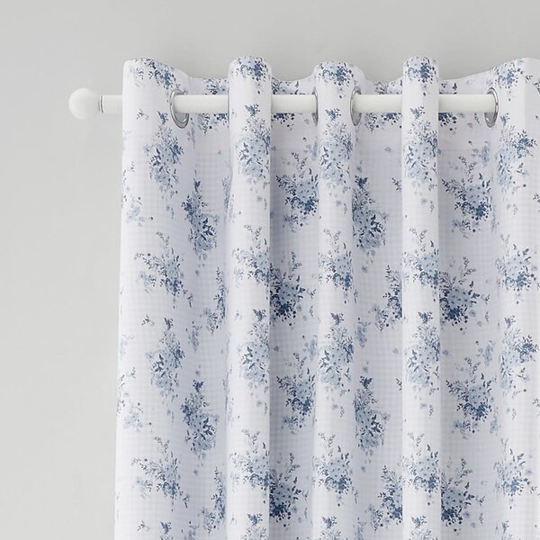 Fehér-kék függöny szett 2 db-os 168x229 cm Lucie Floral Frill – Catherine Lansfield