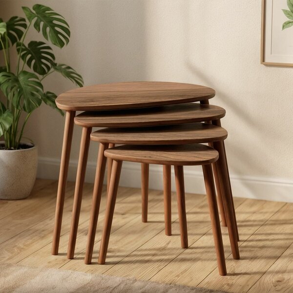 Hanah Home fészekasztal (4 darab) Walnut Nora - Dió
