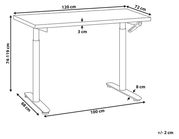 Manuálisan állítható asztal DESTINAS Világosbarna/fehér 120 cm 72 cm