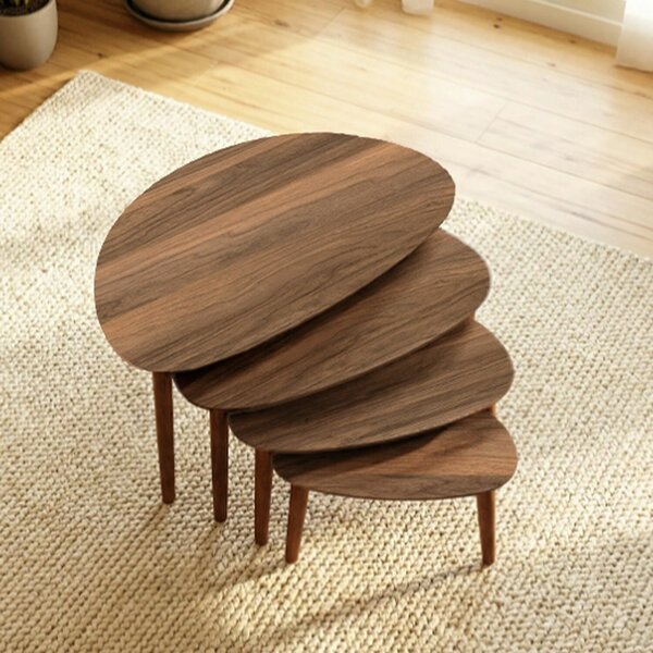 Hanah Home fészekasztal (4 darab) Walnut Nora - Dió