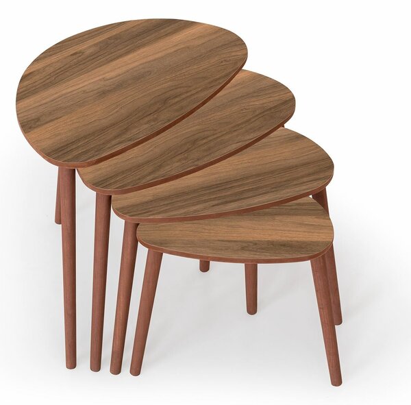 Hanah Home fészekasztal (4 darab) Walnut Nora - Dió