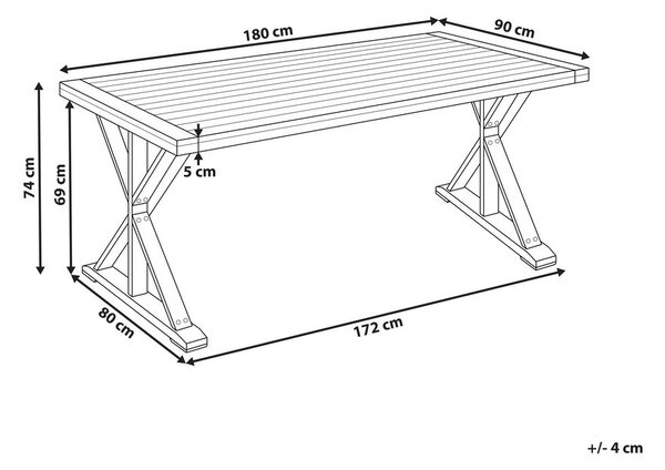 Kerti asztal CALABRITTO 90 cm 180 cm Akácfa Barna