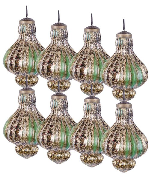 8 darabos karácsonyfadísz szett BRILLANT Üveg Zöld