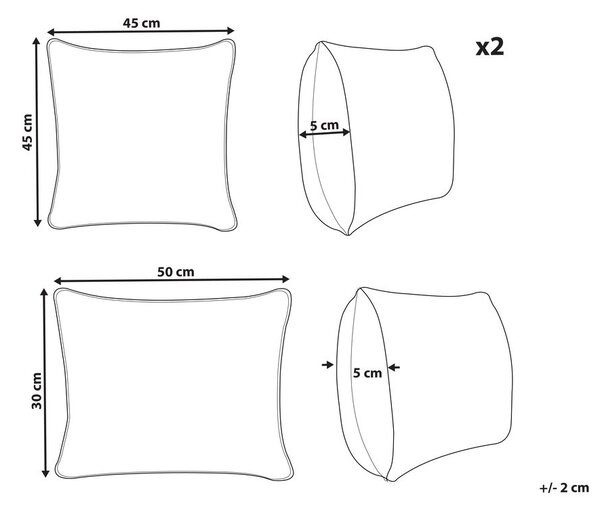 3 db-os dekorpárna szett PENTACE Pamut 30 x 50 cm 45 x 45 cm Rózsaszín Egyszínű