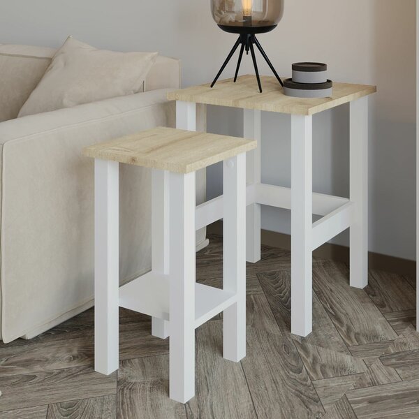 Hanah Home Kisasztal szett White Sapphire Oak Gina 2 - fehér, zafír tölgy