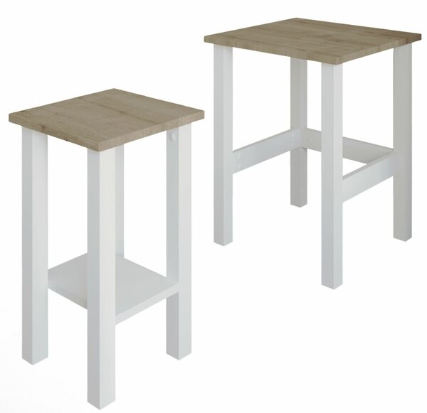 Hanah Home Kisasztal szett White Sapphire Oak Gina 2 - fehér, zafír tölgy