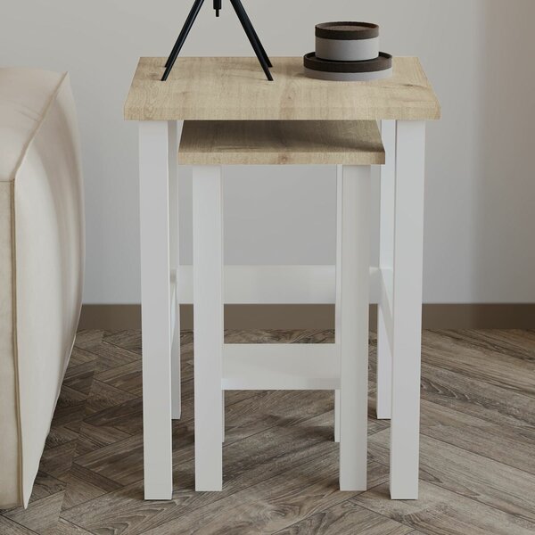 Hanah Home Kisasztal szett White Sapphire Oak Gina 2 - fehér, zafír tölgy