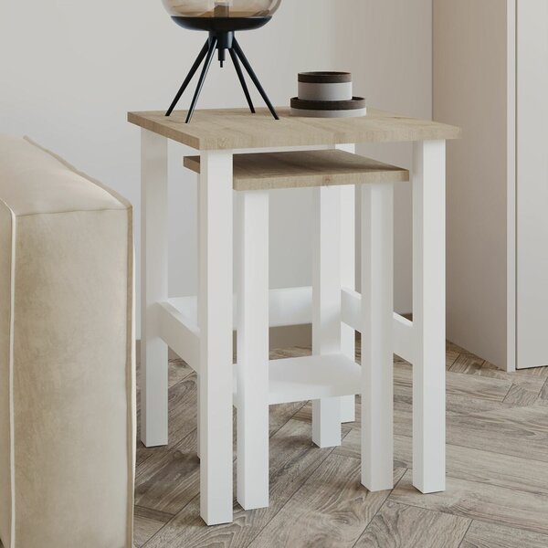 Hanah Home Kisasztal szett White Sapphire Oak Gina 2 - fehér, zafír tölgy