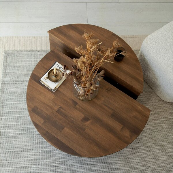 Hanah Home Coffee Table Set Walnut Podium Wood - Walnut