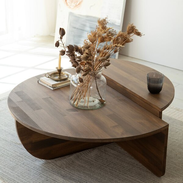 Hanah Home Coffee Table Set Walnut Podium Wood - Walnut