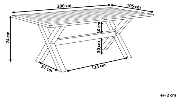 Kerti asztal CASCAIS 200 cm 105 cm Fém Tópszín