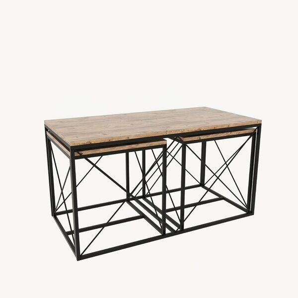 Hanah Home Coffee Table Set Atlantic Pine Black Defne - Atlantic Pine