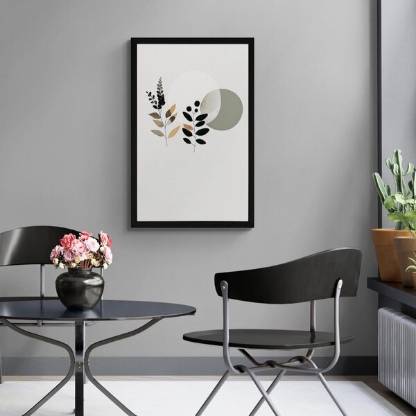 Poszter minimalista levelek boho háttérrel