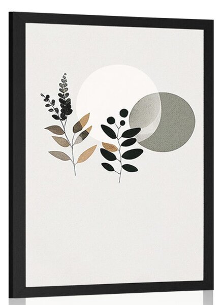 Poszter minimalista levelek boho háttérrel