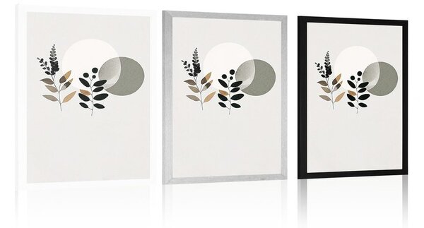 Poszter minimalista levelek boho háttérrel