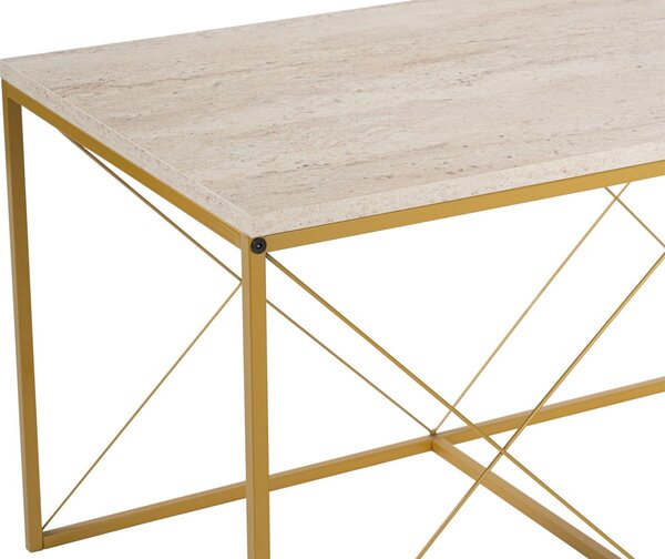 Hanah Home Coffee Table Set Travertine Gold Defne - Gold, Travertine