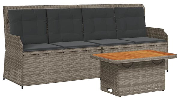 3 részes szürke polyrattan kerti ülőgarnitúra párnákkal