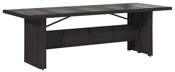 11 részes fekete polyrattan kerti bisztrógarnitúra párnákkal