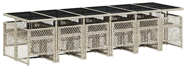 13 részes szürke polyrattan kerti étkezőgarnitúra párnákkal
