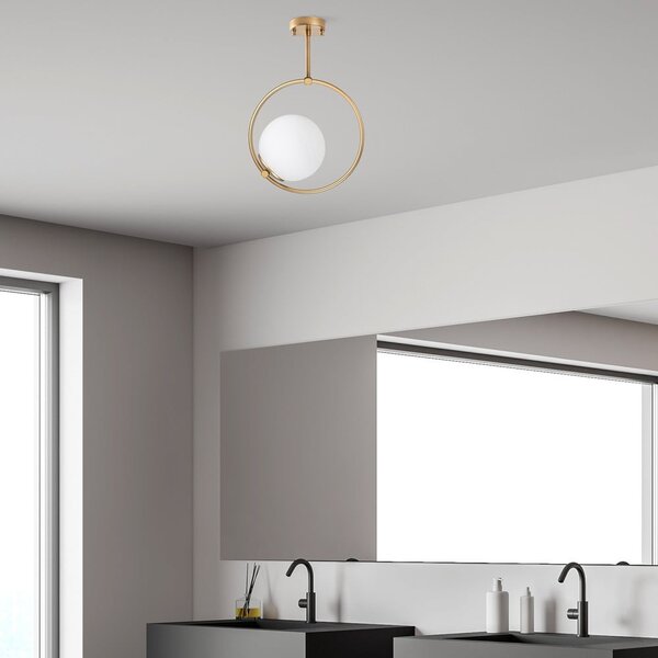 Fehér-sárgaréz színű mennyezeti lámpa üveg búrával 39x26 cm Dolunay – Opviq lights
