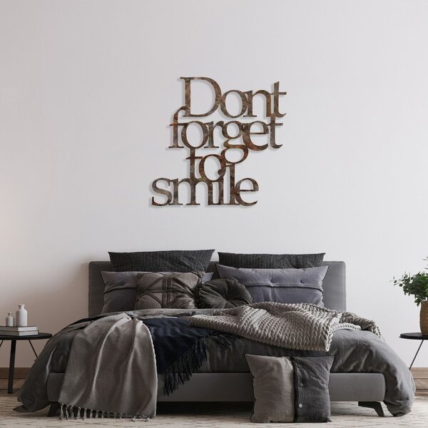 Wallity Dekoratív Fém Fali Kiegészítő Antikolt Rozsdás 'Dont Forget For Smile' felirattal