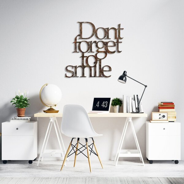 Wallity Dekoratív Fém Fali Kiegészítő Antikolt Rozsdás 'Dont Forget For Smile' felirattal