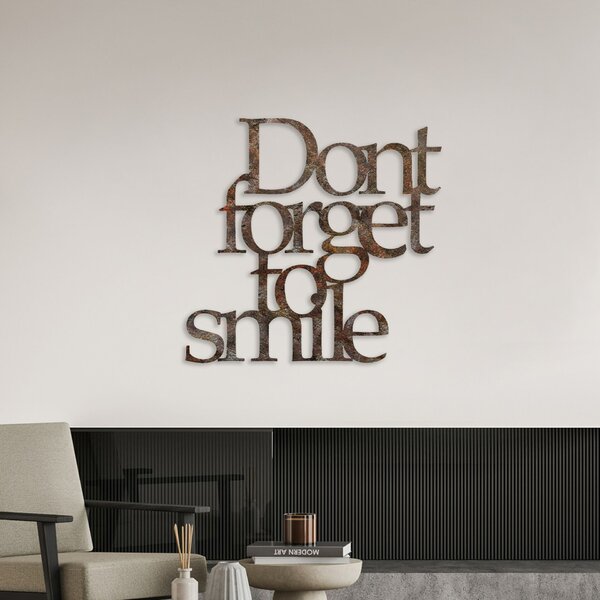 Wallity Dekoratív Fém Fali Kiegészítő Antikolt Rozsdás 'Dont Forget For Smile' felirattal