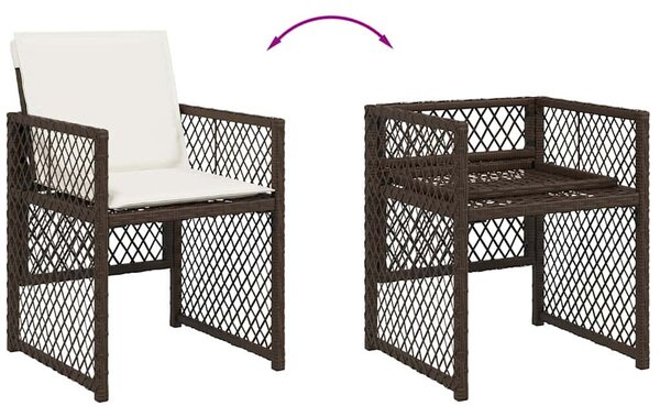 9 részes barna polyrattan kerti étkezőgarnitúra párnákkal