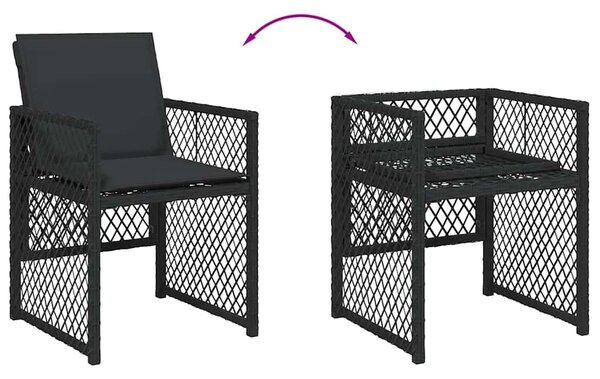 13 részes fekete polyrattan kerti ülőgarnitúra párnákkal