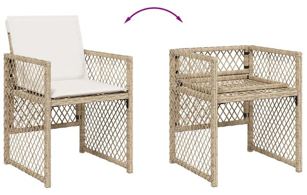 13 részes bézs polyrattan kerti étkezőgarnitúra párnákkal