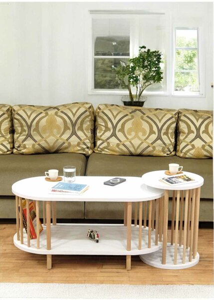 Hanah Home Dohányzóasztal szett Fehér Peka111-125