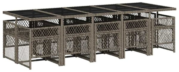 11 részes szürke polyrattan kerti ülőgarnitúra párnákkal