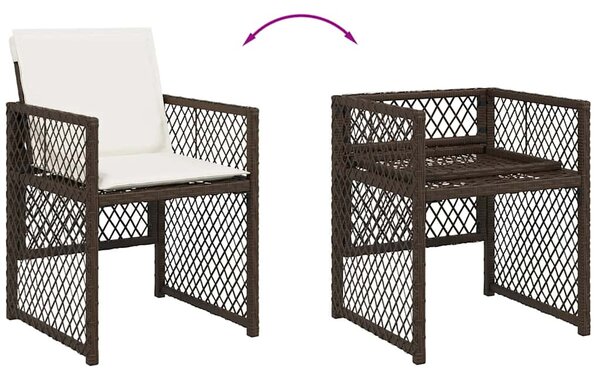 7 részes barna polyrattan kerti étkezőgarnitúra párnával