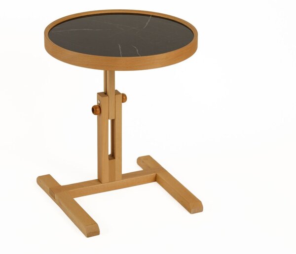 Hanah Home Side Table Oak Black Marble Opus Yuvarlak 40 - tölgy, fekete márvány