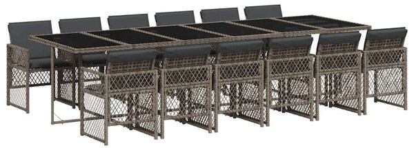 13 részes szürke polyrattan kerti ülőgarnitúra párnákkal