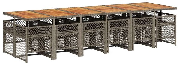 13 részes szürke polyrattan kerti ülőgarnitúra párnákkal