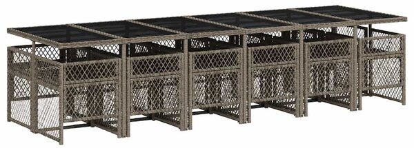 13 részes szürke polyrattan kerti ülőgarnitúra párnákkal