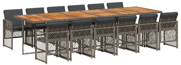 13 részes szürke polyrattan kerti ülőgarnitúra párnákkal